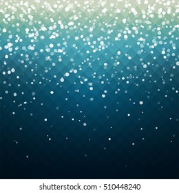 Abstract vector illustration in bright blue shades with fallen snowflakes effect. Snowy background for your Christmas design.