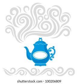 Abstract Vector Illustration With A Bright Teapot And Hot Steam