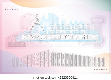 Abstracto vector Ilustración de la construcción de la estructura del armazón de alambre. Idea gráfica de construcción para el diseño de plantillas.