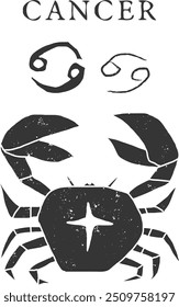 Abstract vector illustration of Cancer Zodiac constellation. Contemporary art. Character and symbols.