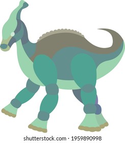 abstract vector illustration of cartoon dinosaur, dinosaur Parasaurolophus, vector illustration of a dinosaur in the shape of a toy robot