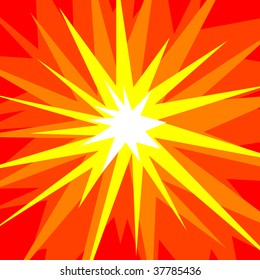 Abstract vector illustration of a cartoonstyle explosion in red, orange, yellow and white