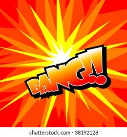 Abstract vector illustration of a cartoonstyle explosion with text bang