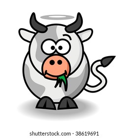 Abstract vector illustration of a cartoonstyle funny cow
