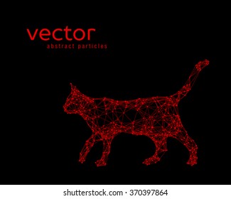 Abstract vector illustration of cat on black background