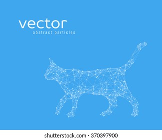 Abstract vector illustration of cat on blue background