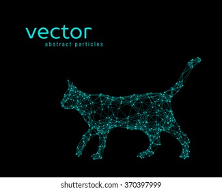 Abstract vector illustration of cat on black background
