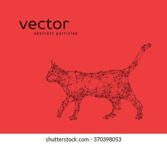 Abstract vector illustration of cat on red background