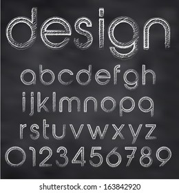 Abstract vector illustration of chalk sketched font on blackboard