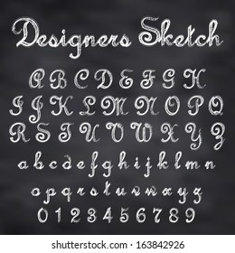Abstract vector illustration of chalk sketched font on blackboard