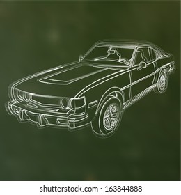 Abstract vector illustration of a chalk sketched car