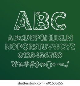 Abstract vector illustration of chalk sketched font on blackboard.