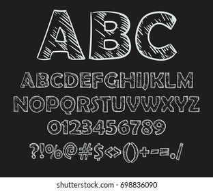 Abstract vector illustration of chalk sketched font on blackboard.