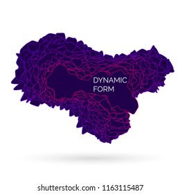 Abstract vector illustration with chaotic shapes, lines and bright dots in a modern style on the background