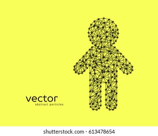 Abstract vector illustration of child on yellow background. 