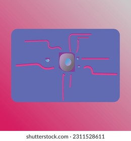 Ilustración vectorial abstracta de un chip con diseño de circuito, Chip Ai y concepto de computación, bots de conversación e infografías de inteligencia artificial