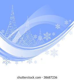 Abstract vector illustration of a christmas background with three christmas trees