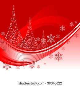 Abstract vector illustration of a christmas background with three christmas trees