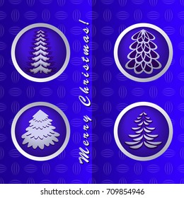 Abstract vector illustration. Christmas greeting card with a set of Christmas trees