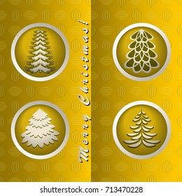 Abstract vector illustration. Christmas greeting card with a set of Christmas trees