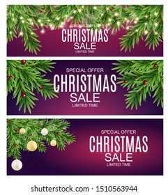 Abstract Vector Illustration Christmas Sale, Special Offer Background. Winter Hot Discount Card Template Collection Set. EPS10