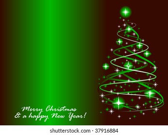 Abstract vector illustration of a christmas tree with twinkles