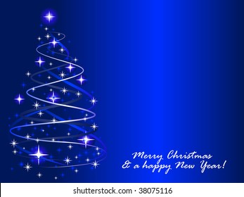 Abstract vector illustration of a christmas tree with twinkles