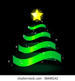 Abstract vector illustration of a christmas tree with a star on top