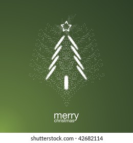  Abstract vector illustration of a christmas tree over a green background