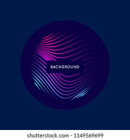 Abstract vector illustration with a circle of linear waves and dots.