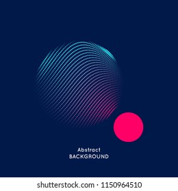 Abstract vector illustration with a circle of linear waves and dots.