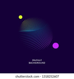 Abstract vector illustration with a circle of linear waves on a dark background. Bright design elements