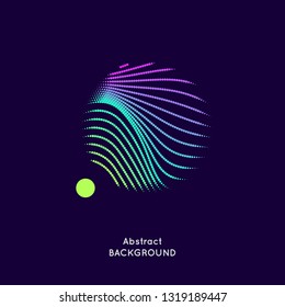 Abstract vector illustration with a circle of linear waves on a dark background. Bright design elements