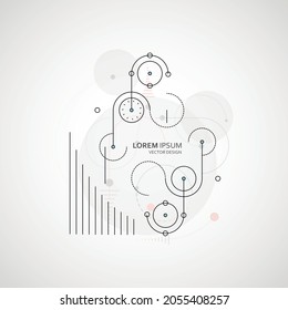 Abstract vector illustration. Circular elements in creative pattern with abstract geometric objects. Modern data design digital dots and dotted circles
