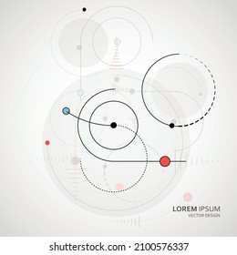 Abstract vector illustration. Circular elements in creative pattern with abstract geometric objects. Modern data design digital dots and dotted circles