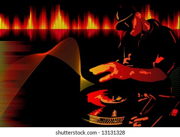 Abstract vector illustration of a club deejay