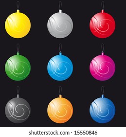 Abstract vector illustration of a collection of decorative christmas balls
