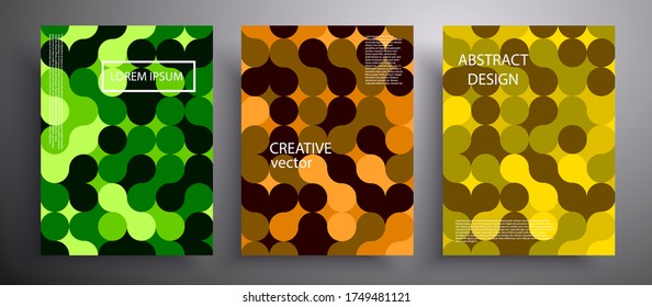Ilustración vector abstracta de una cubierta coloreada con elementos geométricos gráficos en forma de círculos. Plantilla para folletos, portadas, cuadernos, banners, revistas y folletos, diseño moderno.