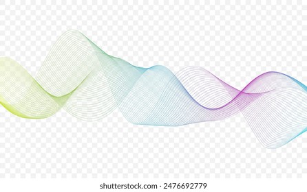 Abstract vector illustration with colored wavy lines flowing dynamic isolated on white background. Hand drawn vector art.