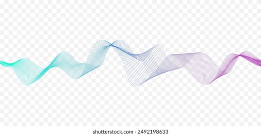 Ilustración vectorial Abstractas con líneas onduladas de colores que fluyen dinámicas aisladas sobre fondo blanco. Arte vectorial dibujado a mano.