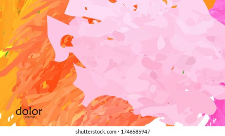 Abstract vector illustration with colorful feather layered shapes. Bright multicolored dimensional background. Brush stroke watercolor digital paint imitation. Rainbow scribble advertising template.