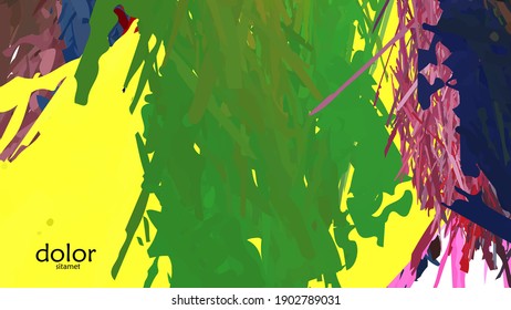 Abstract vector illustration with colorful feather layered shapes. Bright multicolored dimensional background. Brush stroke watercolor digital paint imitation. Rainbow scribble advertising template.