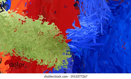 Ilustración vectorial abstracta con formas coloridas de plumas. Fondo dimensional luminoso multicolor. Imitación de pintura digital con acuarela de pincel. Plantilla publicitaria de garabatos arcoiris.