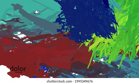 Abstract vector illustration with colorful feather layered shapes. Bright multicolored dimensional background. Brush stroke watercolor digital paint imitation. Rainbow scribble advertising template.