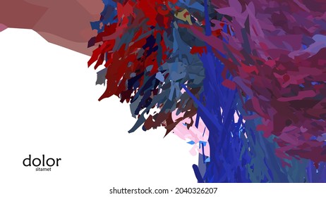 Ilustración vectorial abstracta con formas coloridas de plumas. Fondo dimensional luminoso multicolor. Imitación de pintura digital con acuarela de pincel. Plantilla publicitaria de garabatos arcoiris.