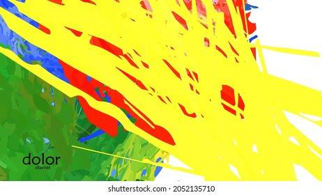 Abstract vector illustration with colorful feather layered shapes. Bright multicolored dimensional background. Brush stroke watercolor digital paint imitation. Rainbow scribble advertising template.
