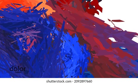 Abstract vector illustration with colorful feather layered shapes. Bright multicolored dimensional background. Brush stroke watercolor digital paint imitation. Rainbow scribble advertising template.