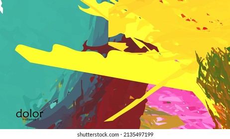 Abstract vector illustration with colorful feather layered shapes. Bright multicolored dimensional background. Brush stroke watercolor digital paint imitation. Rainbow scribble advertising template.