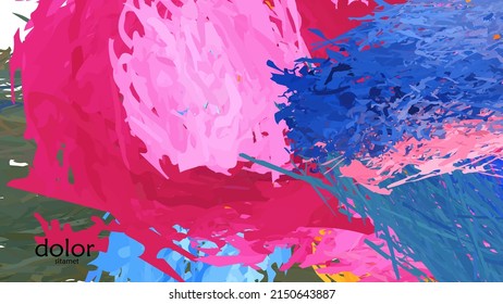 Ilustración vectorial abstracta con formas coloridas de plumas. Fondo dimensional luminoso multicolor. Imitación de pintura digital con acuarela de pincel. Plantilla publicitaria de garabatos arcoiris.