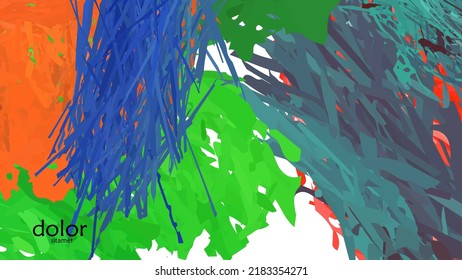 Abstract vector illustration with colorful feather layered shapes. Bright multicolored dimensional background. Brush stroke watercolor digital paint imitation. Rainbow scribble advertising template.